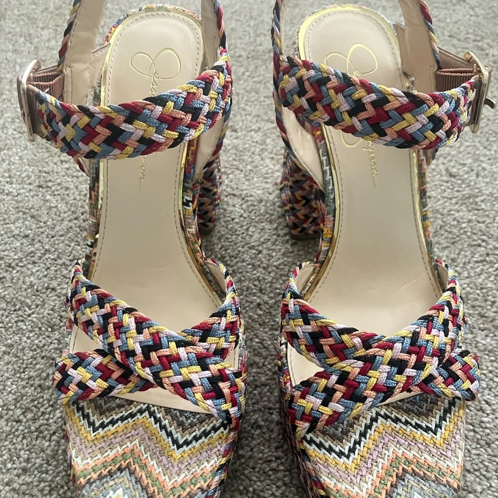 Jessica Simpson Multicolor Braided Platform Sandals